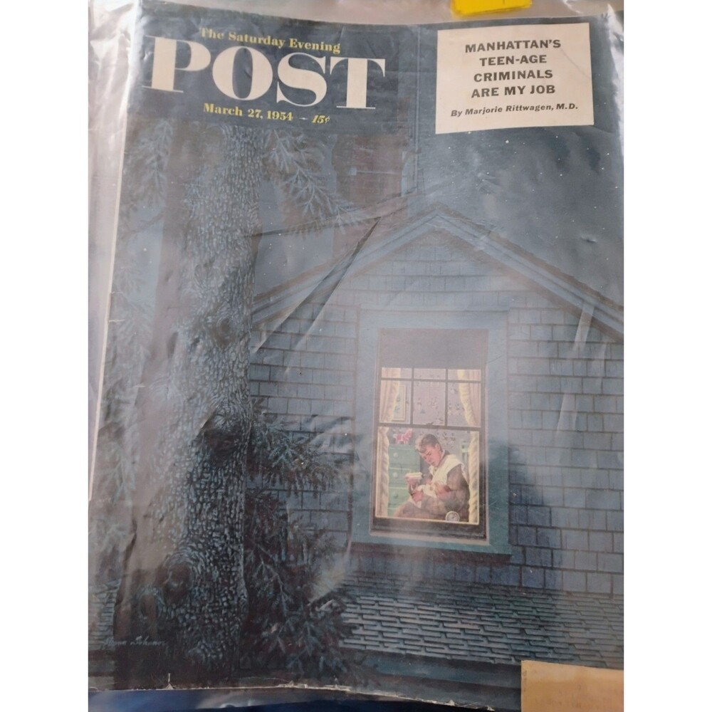 Vtg Mar 27 1954 Saturday Evening Post Magazine Stevan Dohanos Baby Kurt Vonnegut